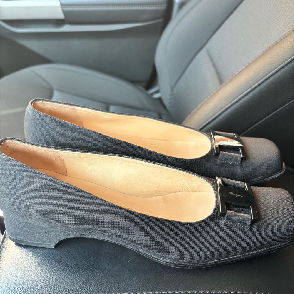 Ferragamo block kitten heel